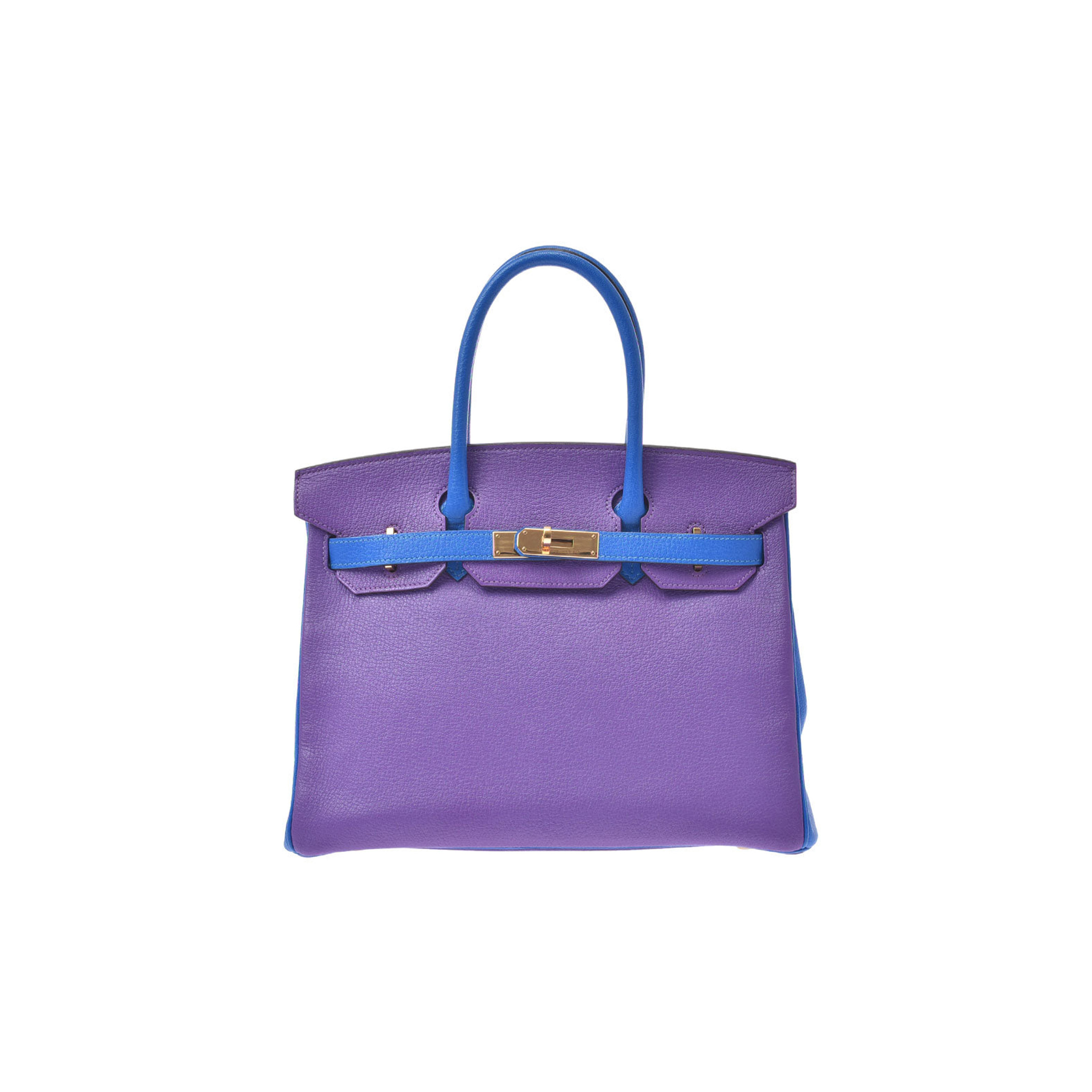 HERMÈS BIRKIN 30 TOGO LEATHER ANEMONE PURPLE WITH ELECTRIC BLUE GOLD BUCKLE BAG 800000091270000 (30*23*15cm)